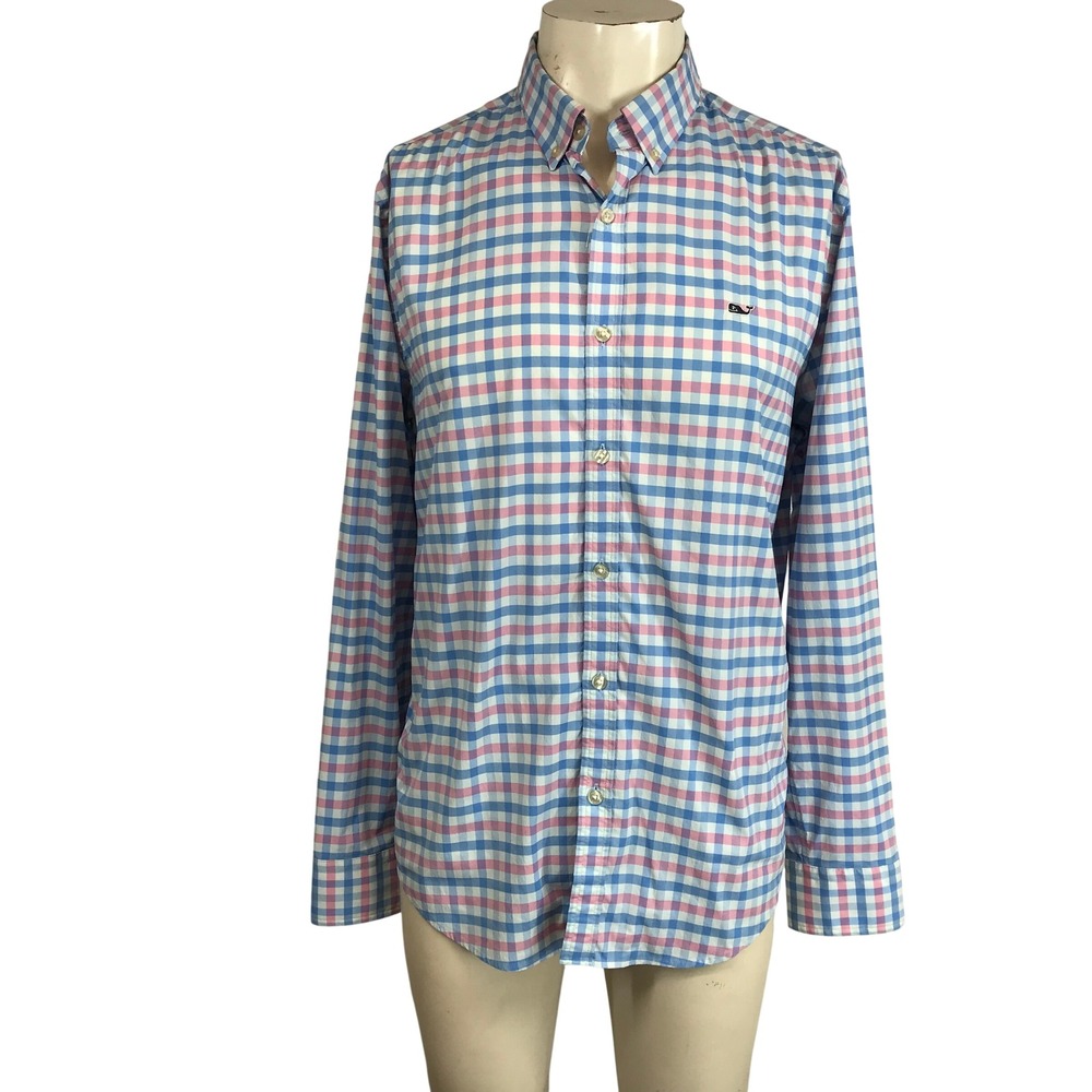 Vineyard Vines Slim Fit Whale Shirt Men's Size M Gingham‎ Check Button Down